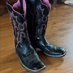 Ariat Black and Pink Western Boots